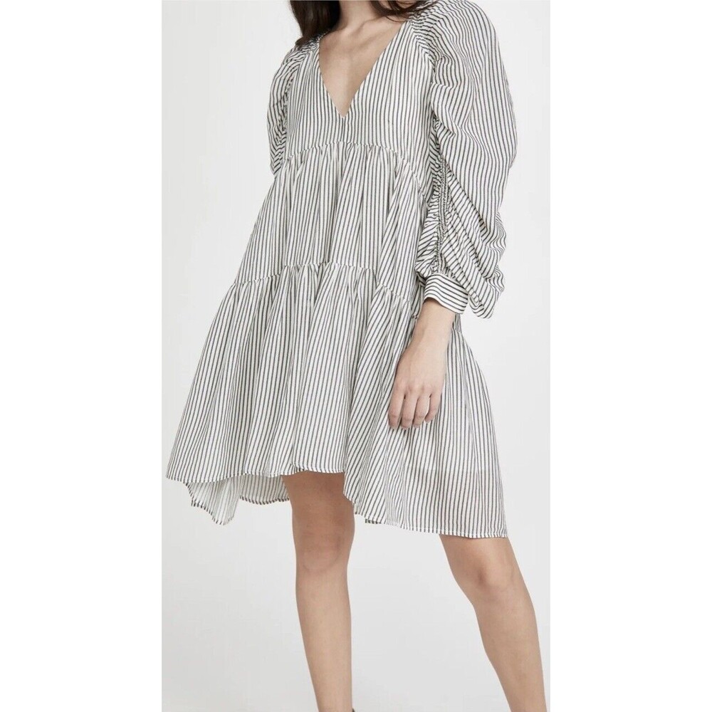 Frame Shirred Empire waist cotton/cupro tiered babydoll parachute Dress Sz XS